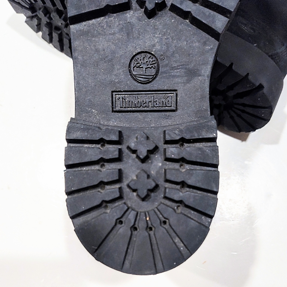 Timberland Youth 12707 Premium Waterproof Boots Black Nubuck Leather Girls 3 US - Picture 9 of 13